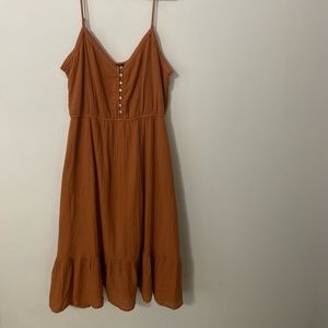 Aerie Tiered Orange Midi Dress